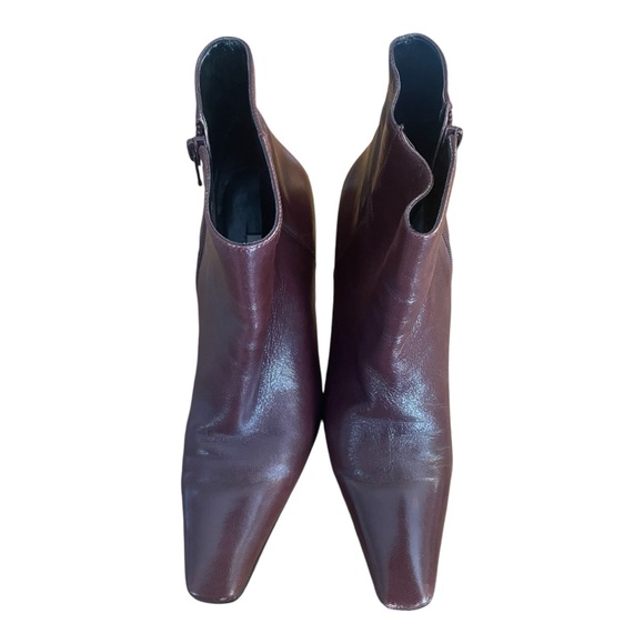 Etienne Aligner women’s  "Filly" Brown Patent Leather Square Toe Ankle Boots 7 M - Picture 3 of 12